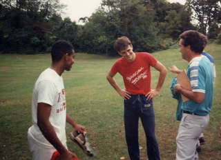 CHS XC 1988 -- alumni huddle
