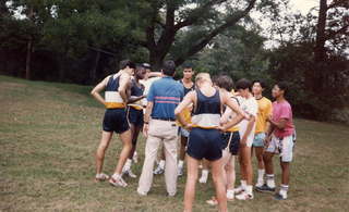 CHS XC 1989 -- alumni pre-race pep talk