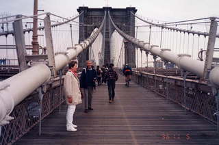 NYC Brooklyn Bridge walkway with Maria and Teo