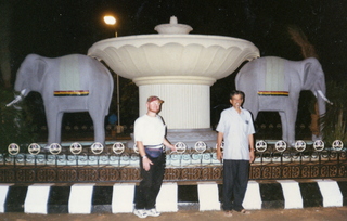 6 35o. Satish-Geeta wedding in Madras, India - Adam and Dr. Krishnamurthy at elephant circle at IIT Madras