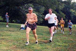 Adam running at Penns Cave Airport