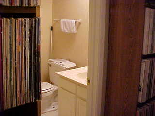 Entering the downstairs powder room.