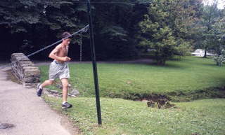 CHS XC runner at bridge