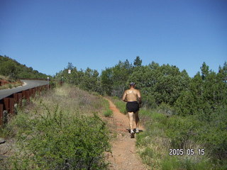 Sedona Airport trail -- Adam running away