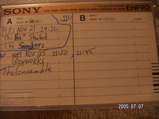 tape labels for Johnny P