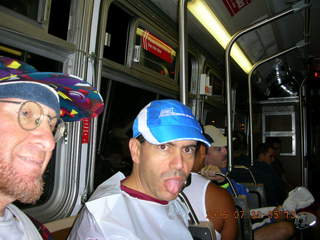 Adam and Greg on the bus to the San Francisco half marathon