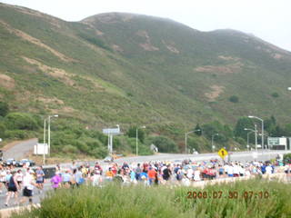 Adam and Greg on the bus to the San Francisco half marathon