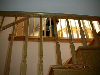 Up the stairs to the landing.