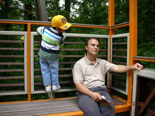Morris Arboretum -- Gaby and Ivan in tree-viewing sculpture