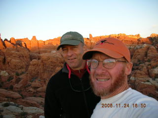 Arches National Park -- sunset at Fiery Furnace -- Bob and Adam