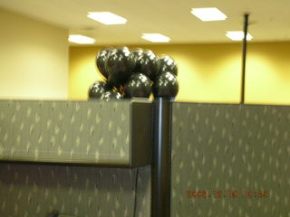 Happy 50th birthday black balloons over the wall