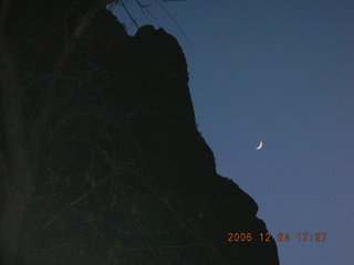 Phantom Ranch -- moon over inner canyon rim