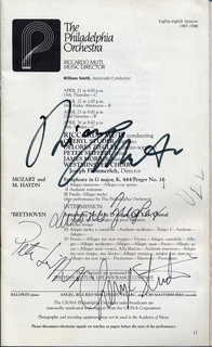 Philadelphia Orchestra program 1988apr22 autographed by Riccardo Muti and others