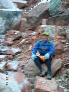 Zion National Park - Observation Point hike - ice waterfall - Adam