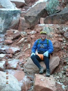 Zion National Park - Observation Point hike - ice waterfall - Adam