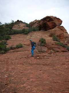 Sedona -- Secret Canyon hike -- Adam climbing slickrock
