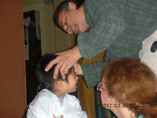 Gaby getting a haircut