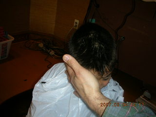 Gaby getting a haircut