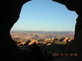 249 6be. Arches National Park - Devils Garden hike - scene through arch