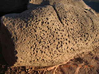 377 6bg. Canyonlands National Park - Grand View Overlook - pitted rock