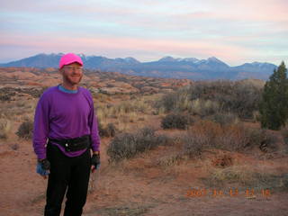 253 6bh. Arches National Park - sunset at Petrified Sand Dunes - Adam (tripod)