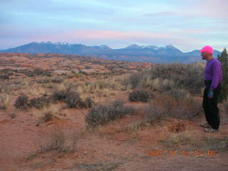 254 6bh. Arches National Park - sunset at Petrified Sand Dunes - Adam (tripod)