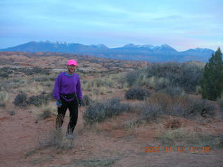 258 6bh. Arches National Park - sunset at Petrified Sand Dunes - Adam (tripod)