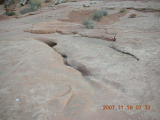 25 6bj. Arches National Park - Park Avenue Trail at daybreak