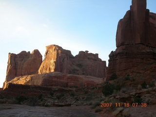 36 6bj. Arches National Park - Park Avenue Trail at daybreak