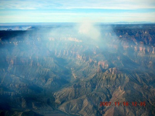 208 6bj. aerial - Grand Canyon - smoke from north rim