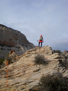 85 6cv. Zion National Park - Angels Landing hike - Adam at the top of the top