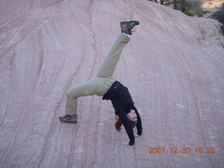 402 6cw. Zion National Park - slickrock - gymnastic girl