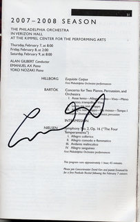 program 2008feb08 Philadelphia Orchestra, Emanual Ax (autograph)
