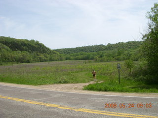 Minnesota country road - grass path - Adam running