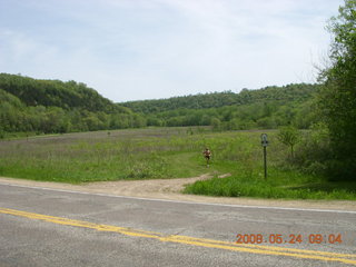 Minnesota country road - grass path - Adam running