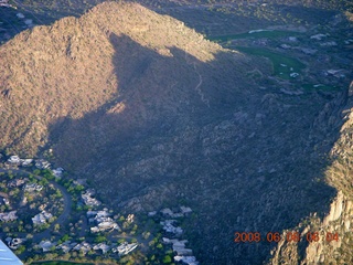 aerial - Pinnacle Peak with its summer-sunrise shadow