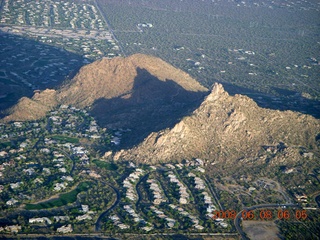 aerial - Pinnacle Peak with its summer-sunrise shadow