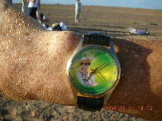 246 6l1. eclipse - Jiayuguan - Gobi Desert - eclipse time on my Qadhafi watch