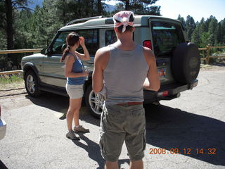 Marcelle and Dustin and Land Rover at Pine Valley, Utah