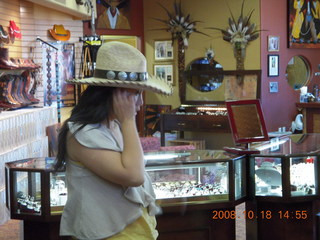 Jane trying on cowboy hat
