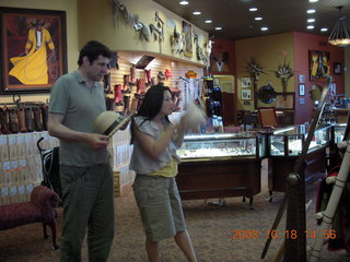 Richard and Jane trying on cowboy hat