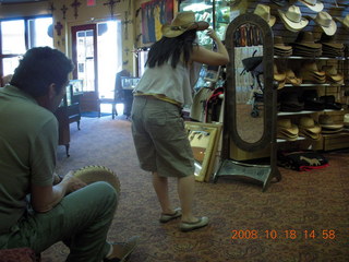 Jane trying on cowboy hat