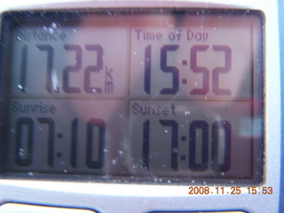 238 6pr. My GPS watch with sunrise and sunset times at Dead Horse Point State Park