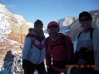 74 6ql. Zion National Park - Angels Landing hike - Debbie, Adam, and Beth in silhouette