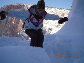 76 6ql. Zion National Park - Angels Landing hike - Debbie in silhouette