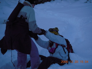 82 6ql. Zion National Park - Angels Landing hike - Debbie finished with snow angel
