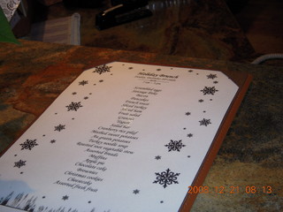 58 6qm. Zion National Park - 2009 December 20 breakfast menu - planning ahead