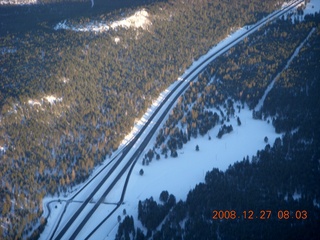 aerial - snowy Interstate 17 near Flagstaff (FLG)