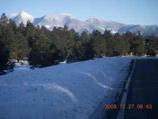 cold snowy road near Flagstaff Airport (FLG)