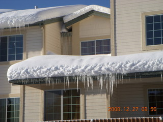 Adam running in the cold snow at Flagstaff Airport (FLG)